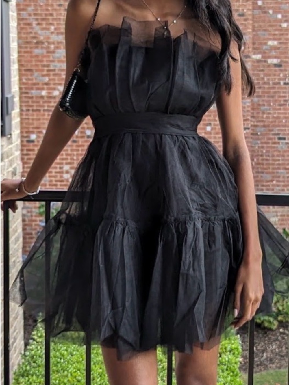 Forever 21 Black Strapless Tulle Mini Dress